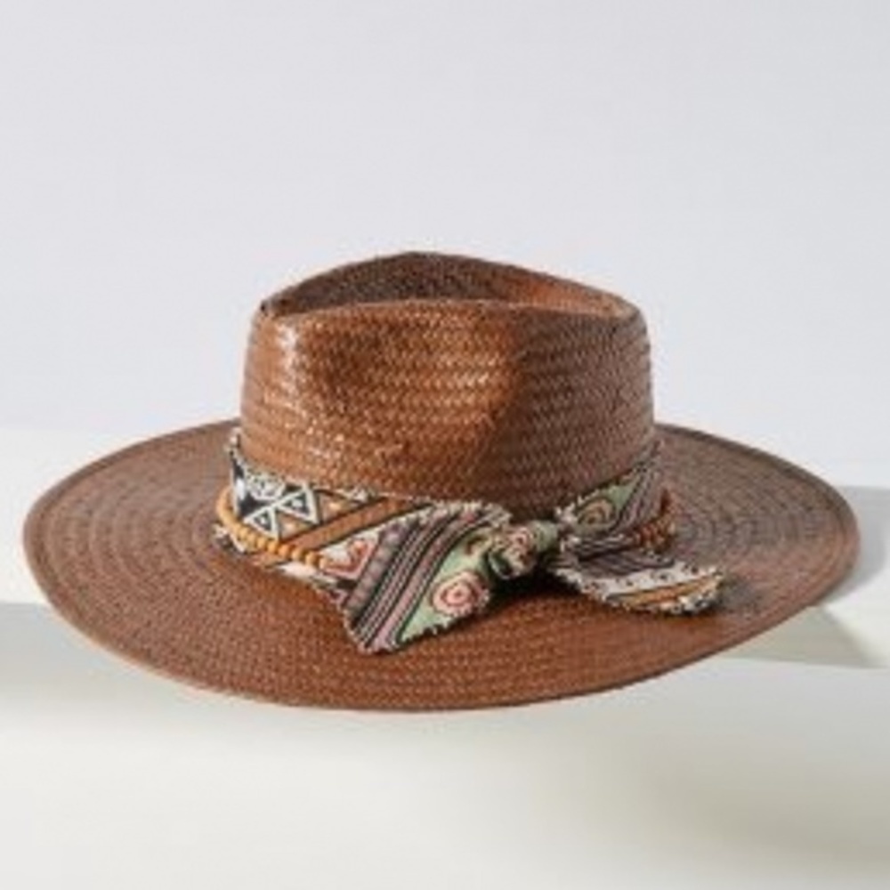 Anthropologie Scarf-Trimmed Rancher Hat